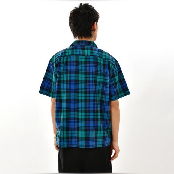 Vans 💯% cotton Anaheim Woven loose Fit Button Up Black/ Blue Size M, Size L - Picture 4 of 10